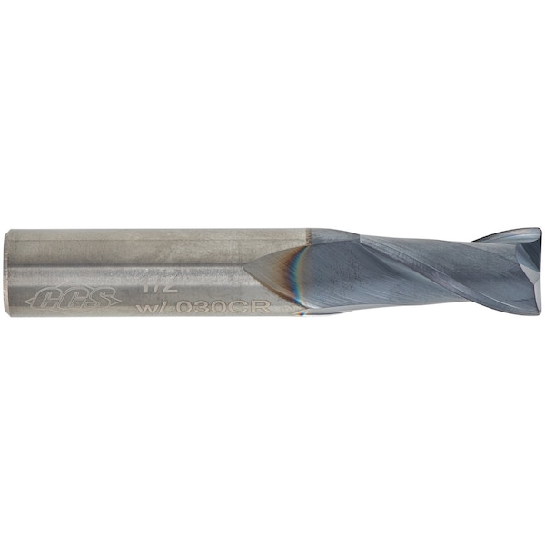 Cgs Tool 2Fl Std Cr End Mill 3/16" Dia 5/8" Loc 2" Oal W/.015 Cr & Altin CR123-1875.015-ALTiN - main